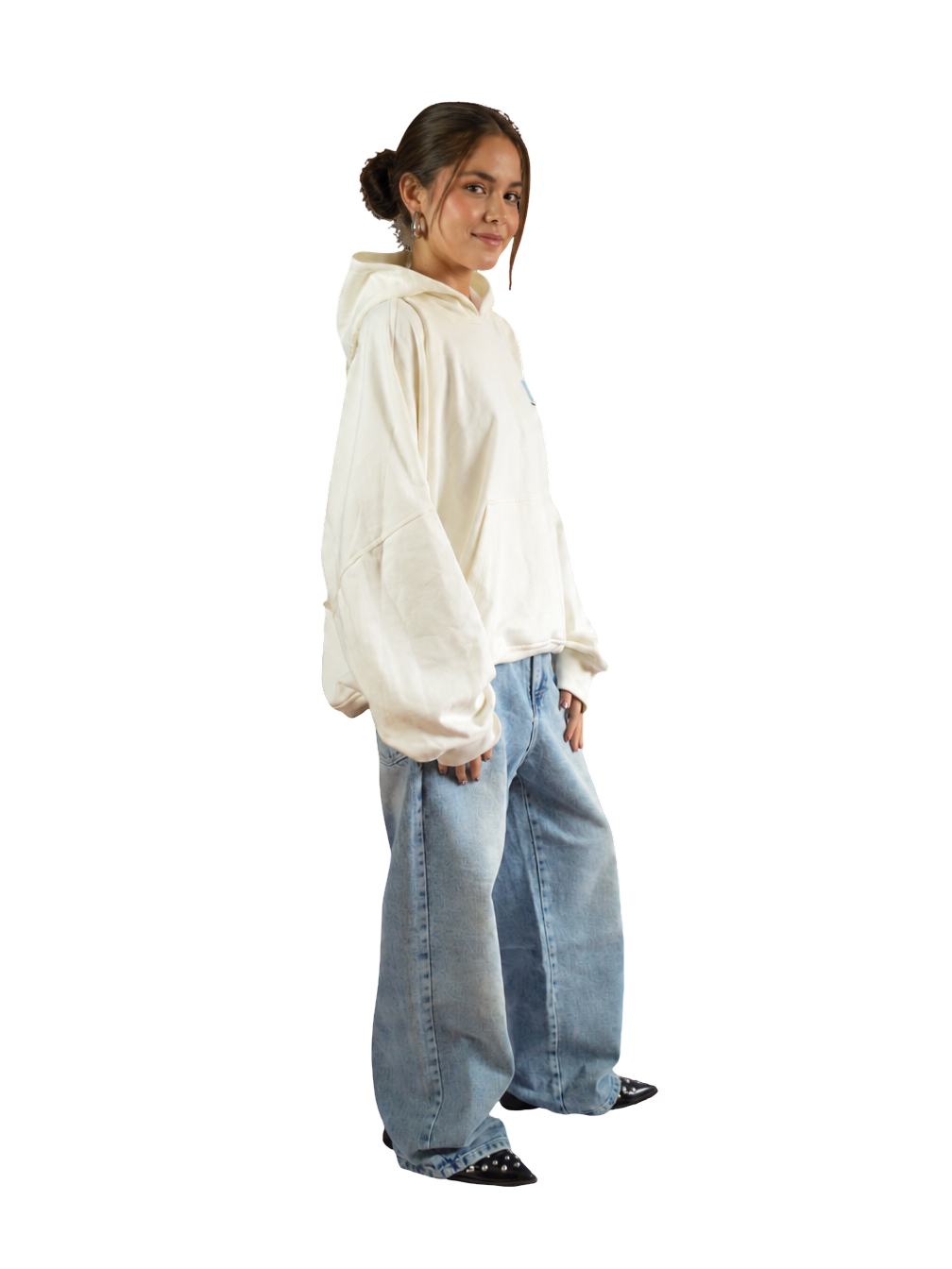 Hoodie Crema Estampado Grateful  En Espalda