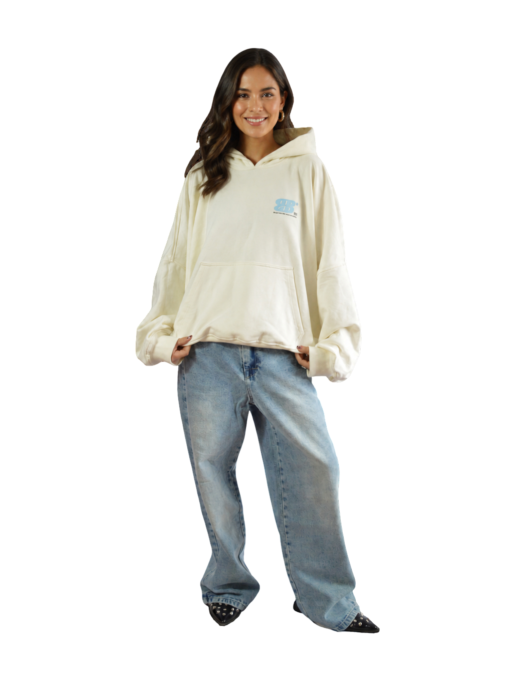 Hoodie Crema Estampado Grateful  En Espalda