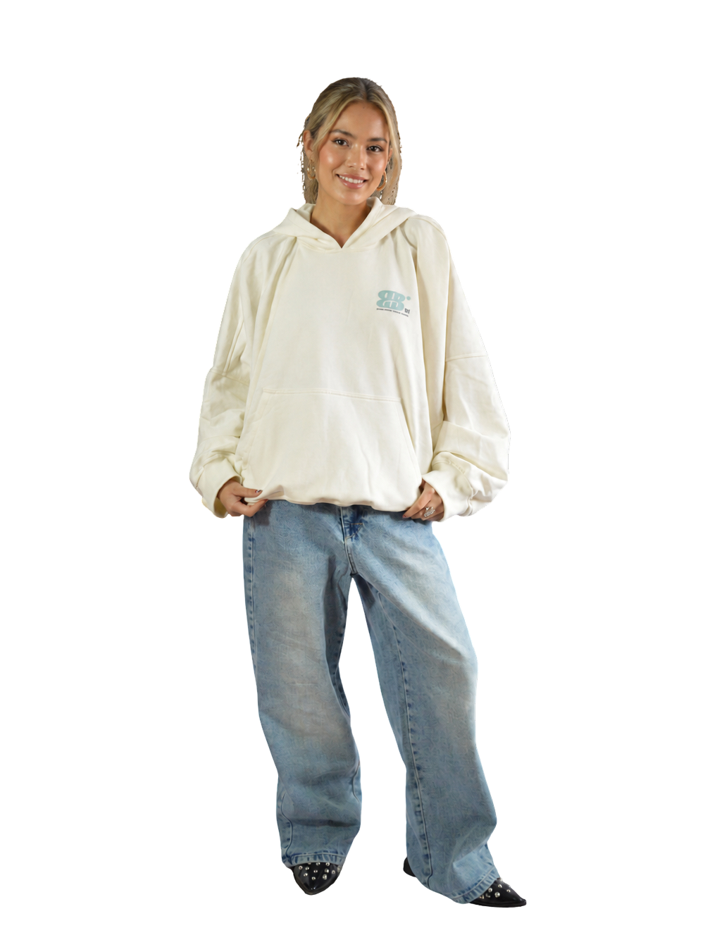 Hoodie Crema Estampado Grateful  En Espalda
