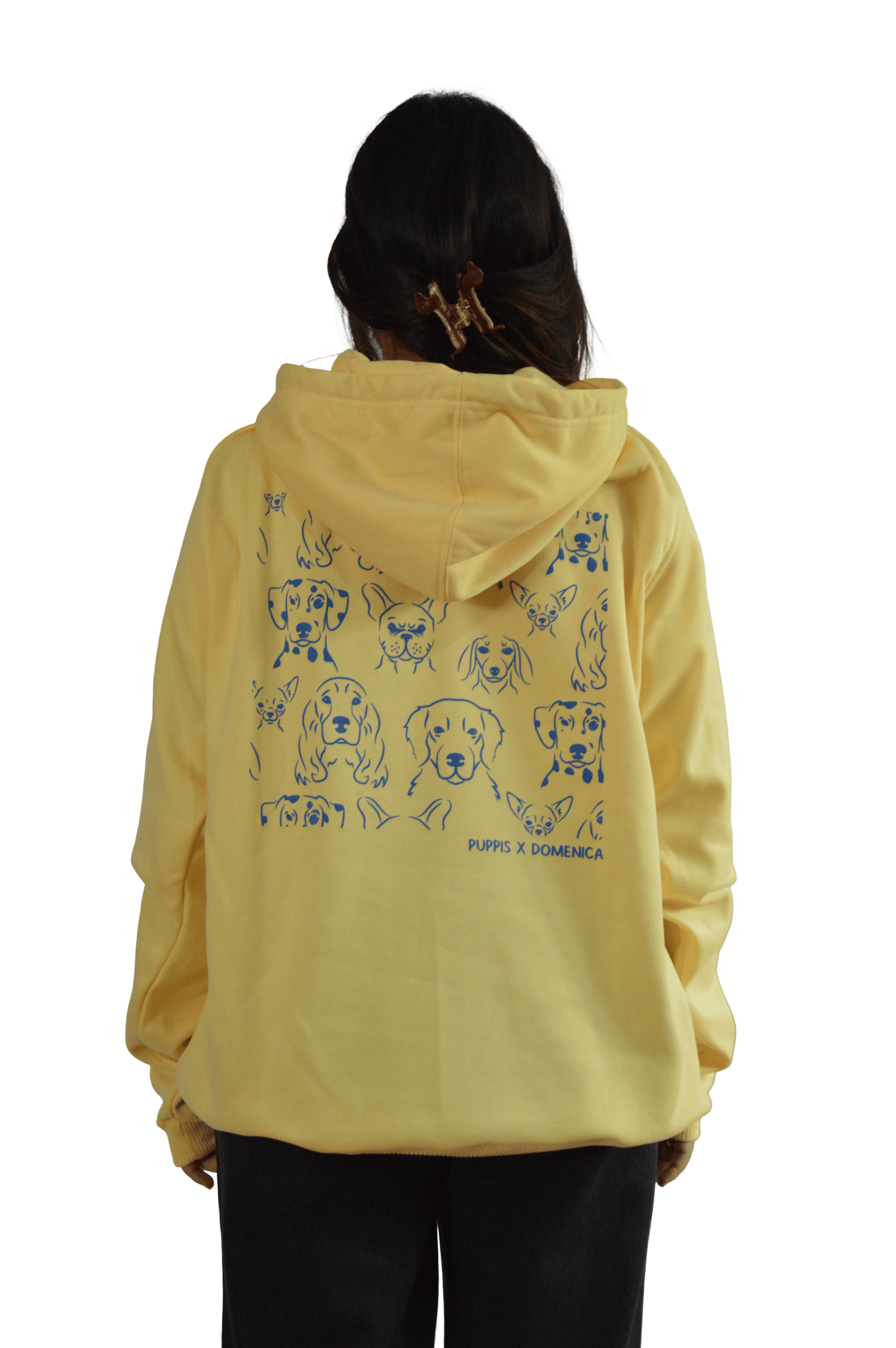 HOODIE AMARILLO ESTAMPADO PUPPIES TALLA L