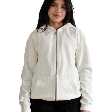 HOODIE CREMA CREMALLERA ALGODON TALLA S