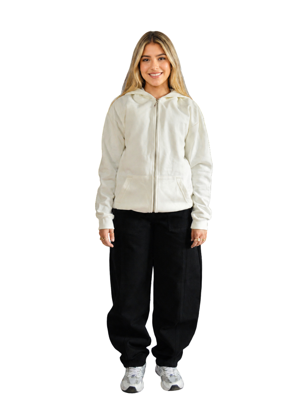 HOODIE CREMA CREMALLERA ALGODON TALLA S