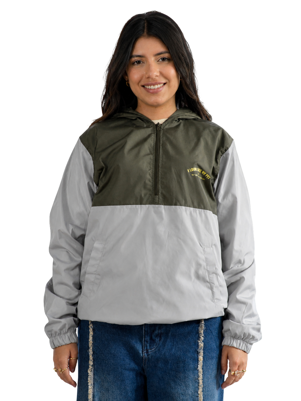 CHAQUETA ROMPEVIENTOS VERDE /GRIS TALLA S
