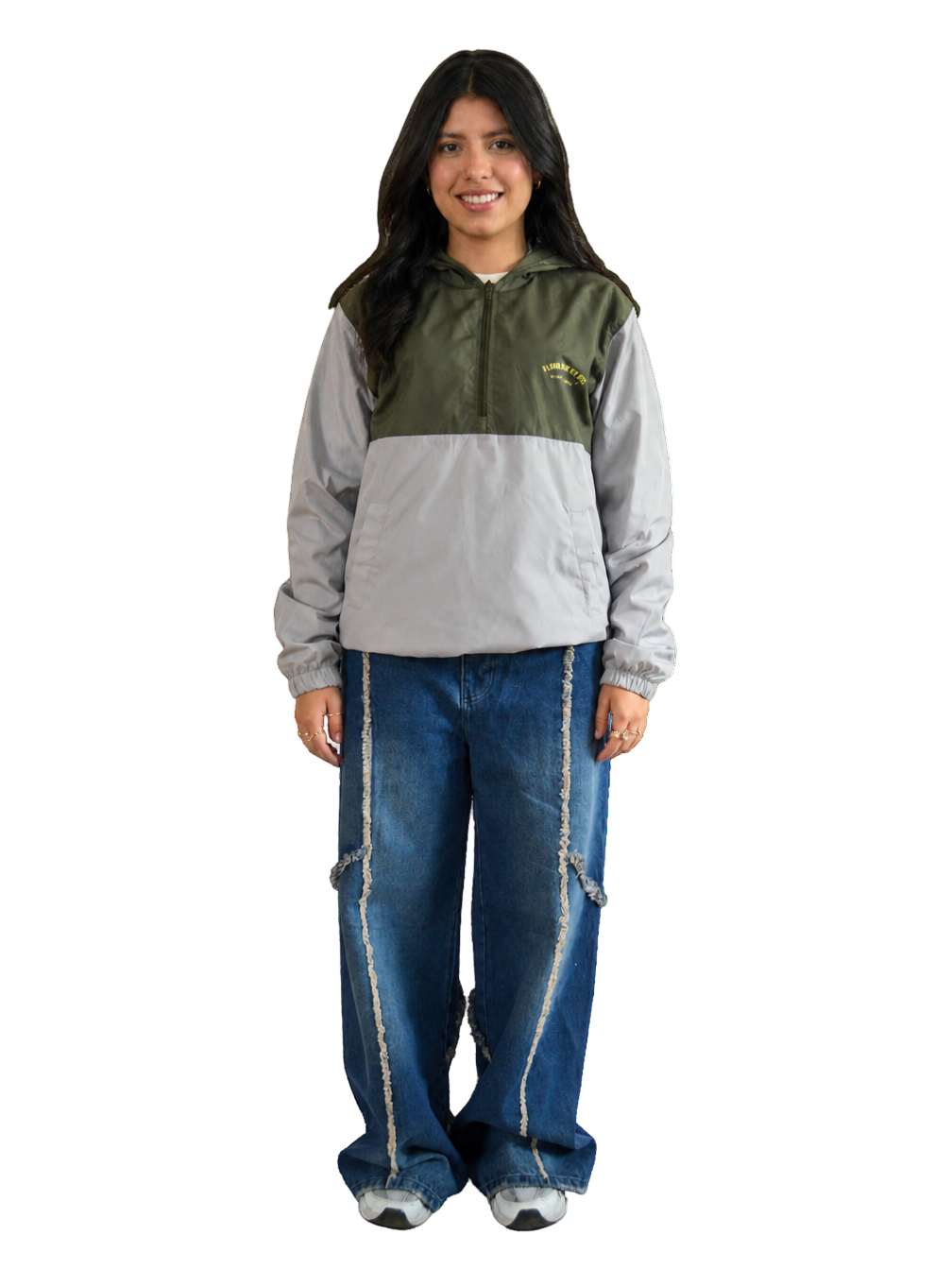 CHAQUETA ROMPEVIENTOS VERDE /GRIS TALLA S