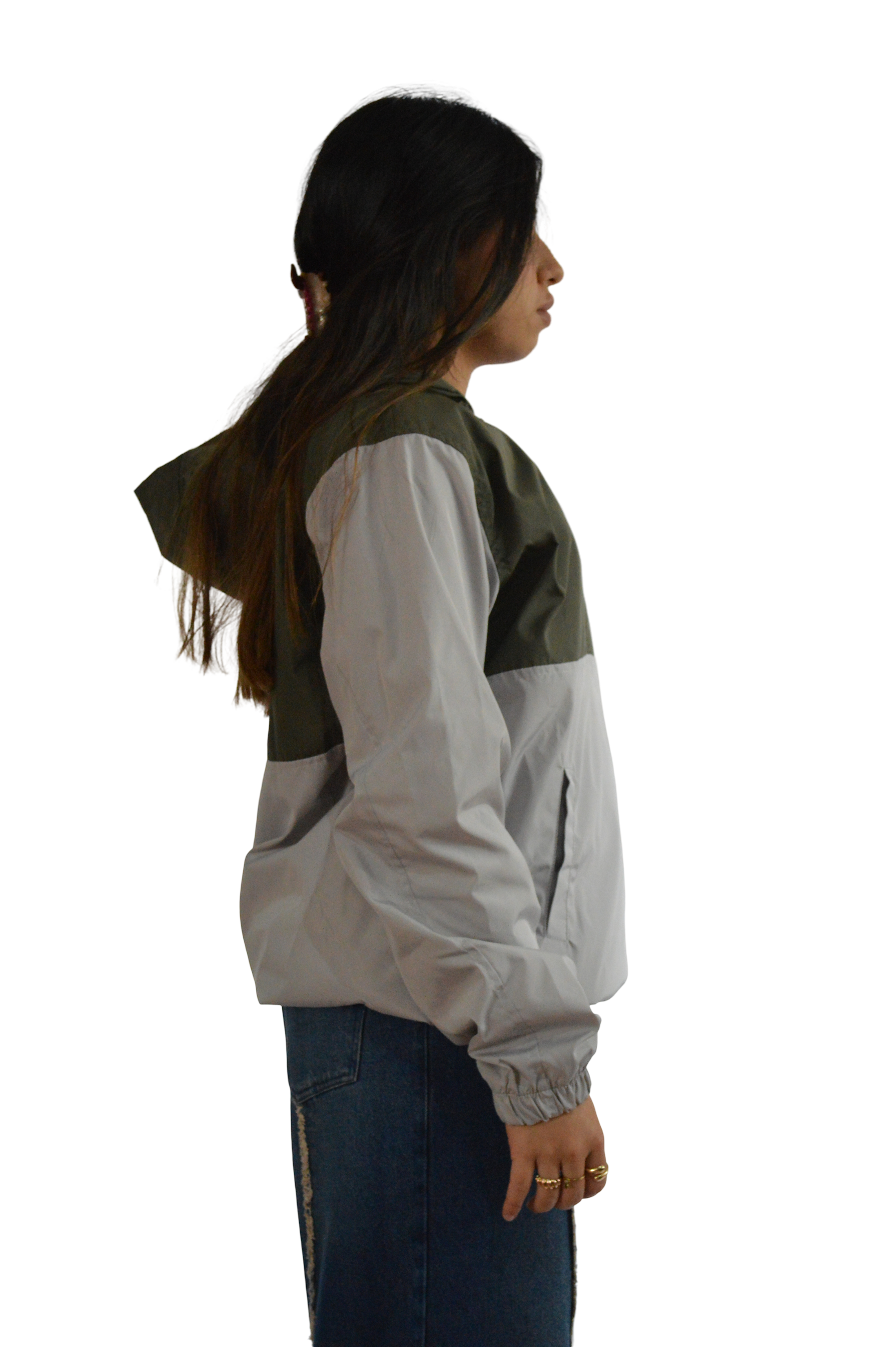 CHAQUETA ROMPEVIENTOS VERDE /GRIS TALLA S
