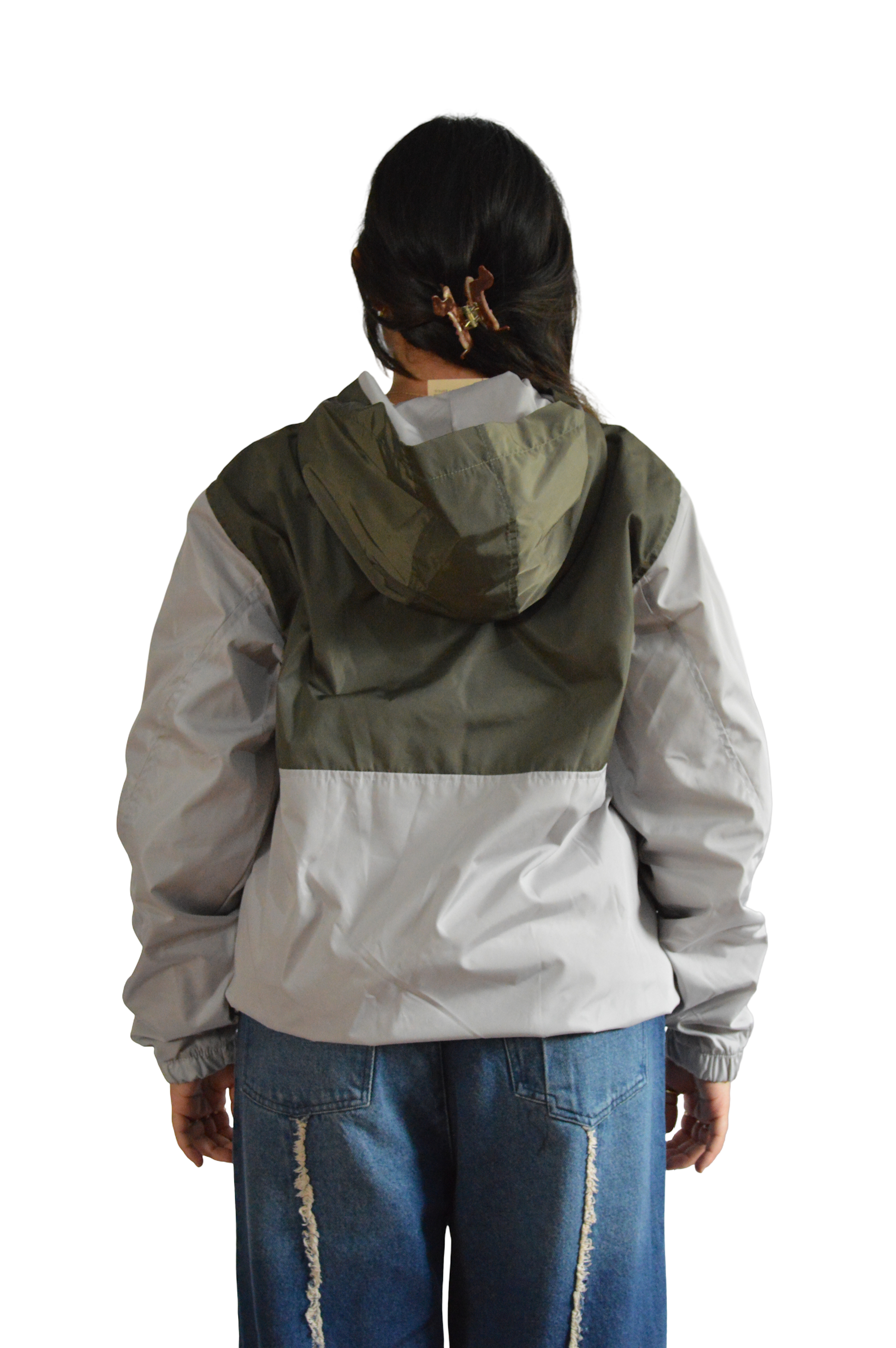 CHAQUETA ROMPEVIENTOS VERDE /GRIS TALLA S