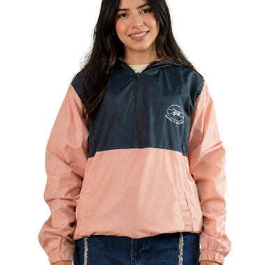 CHAQUETA ROMPEVIENTOS ROSADO/AZUL TALLA XS