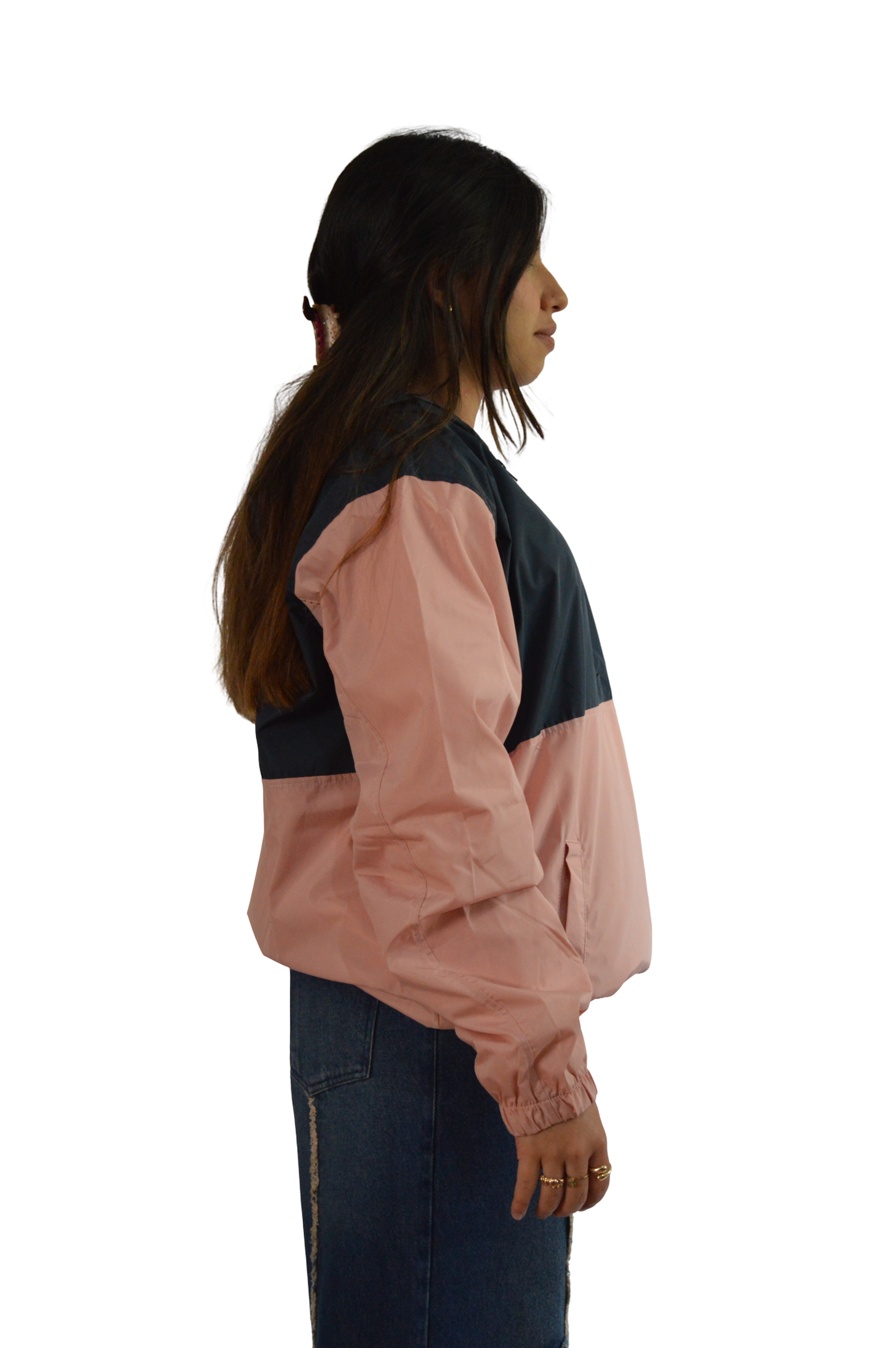 CHAQUETA ROMPEVIENTOS ROSADO/AZUL TALLA XS