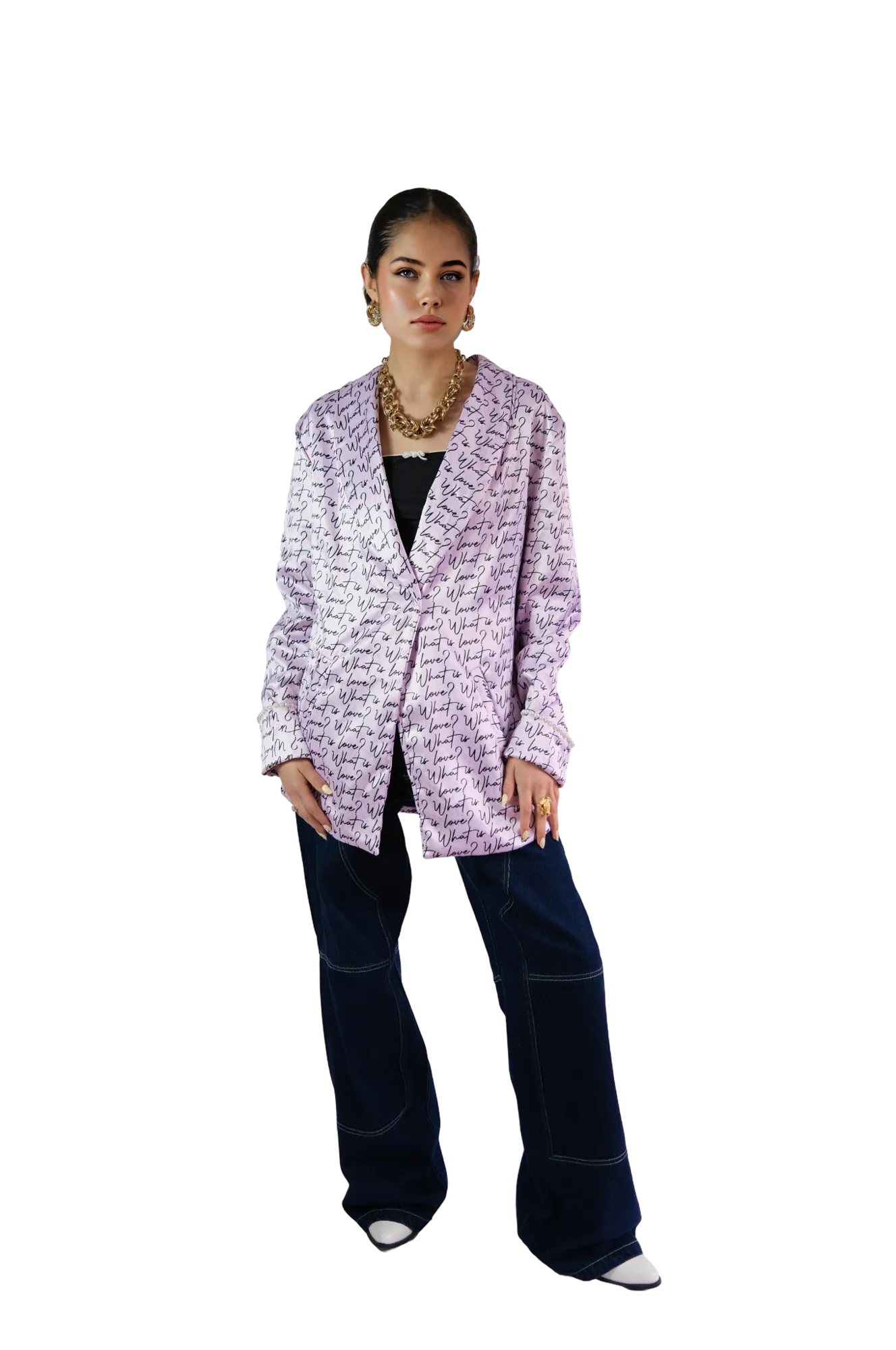 Blazer Lila Estampado Letras