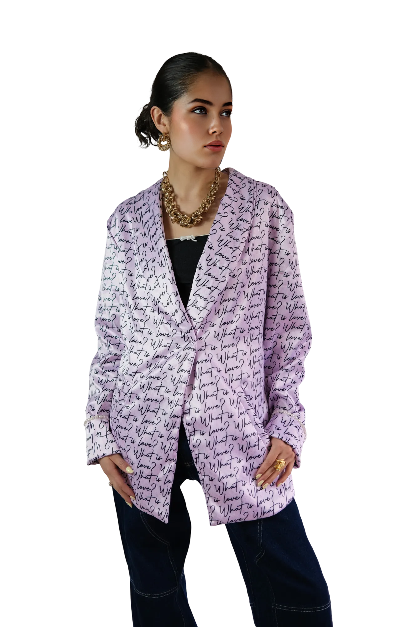 Blazer Lila Estampado Letras