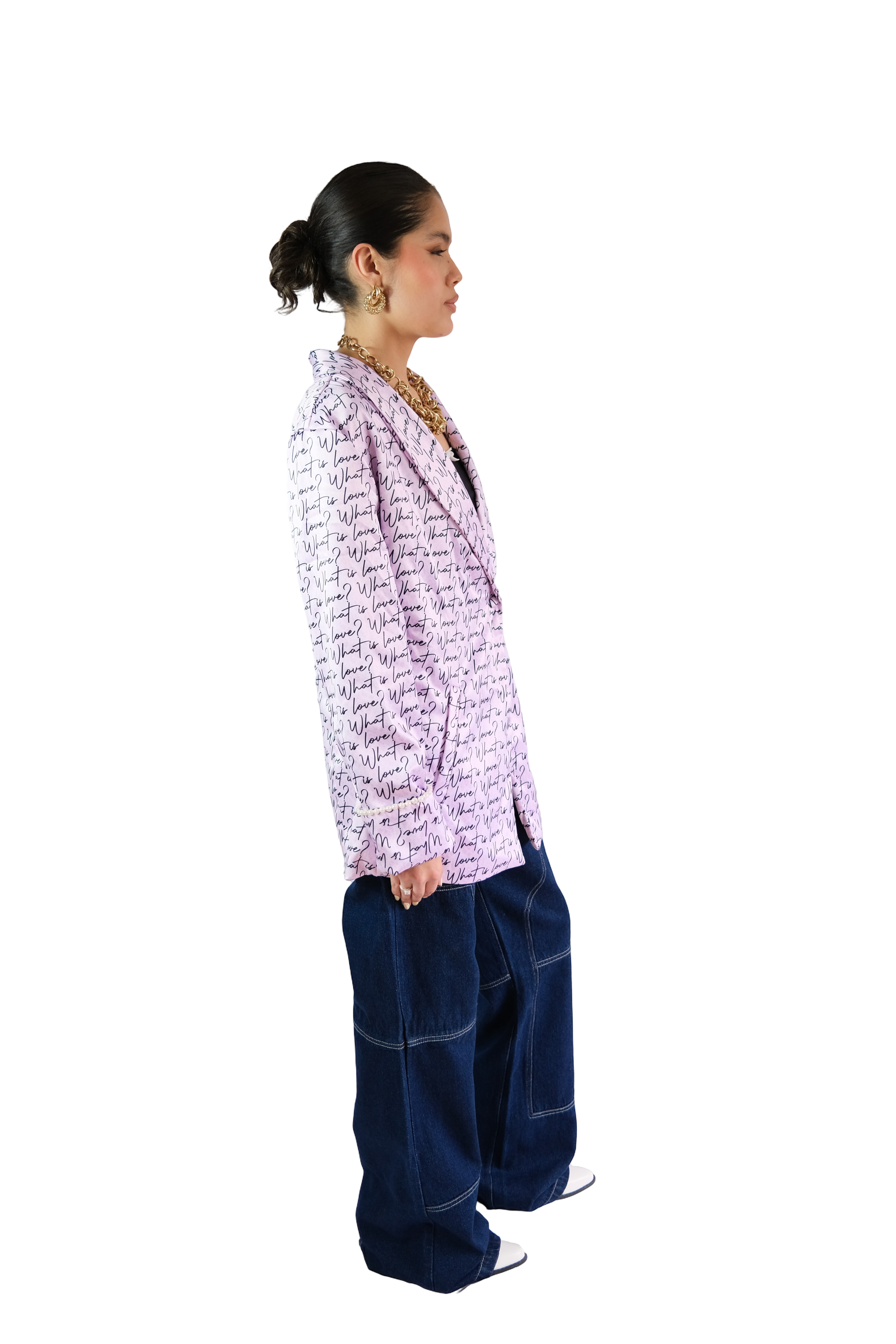 Blazer Lila Estampado Letras