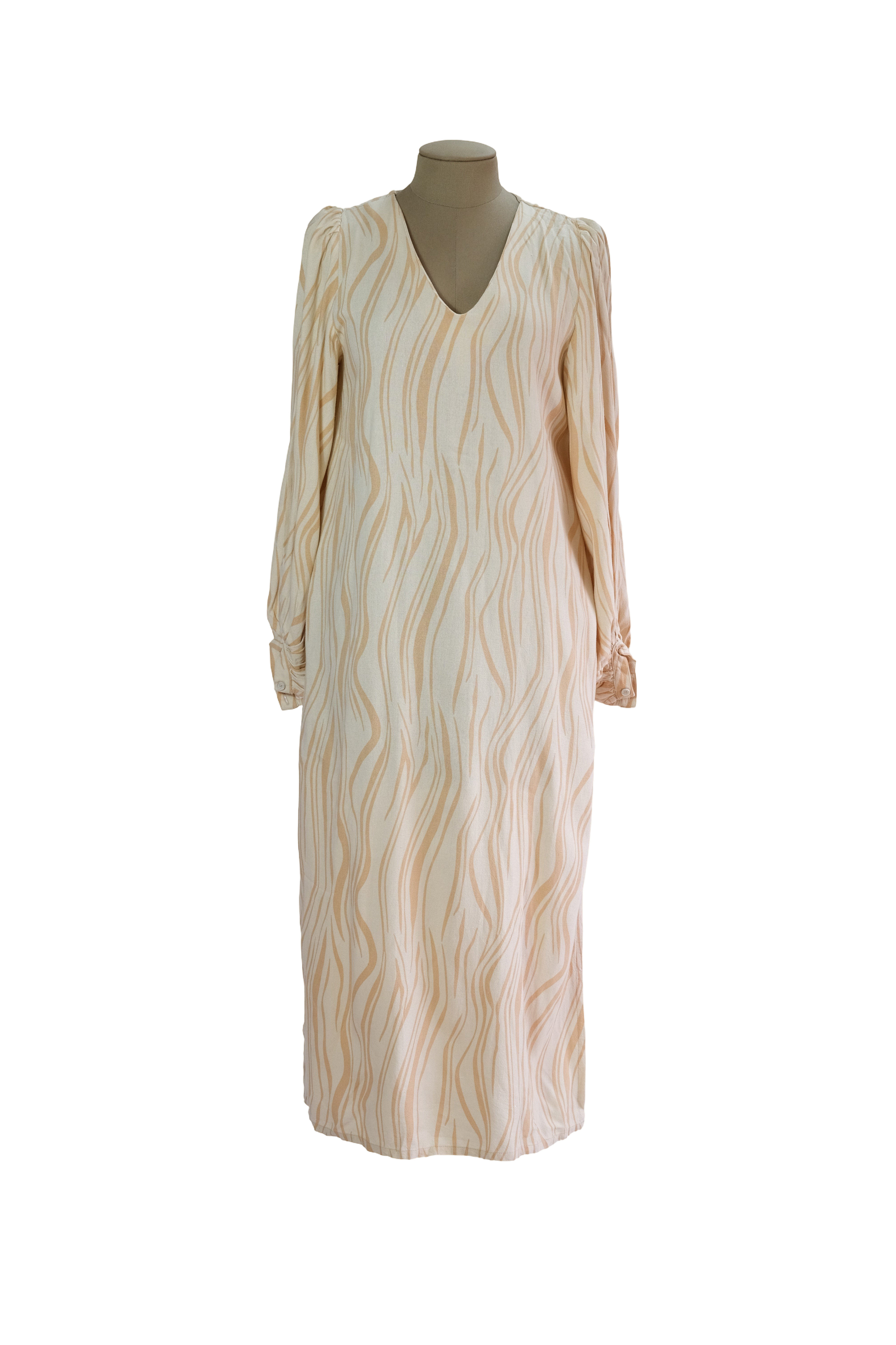 Vestido Lino Lineas Beige
