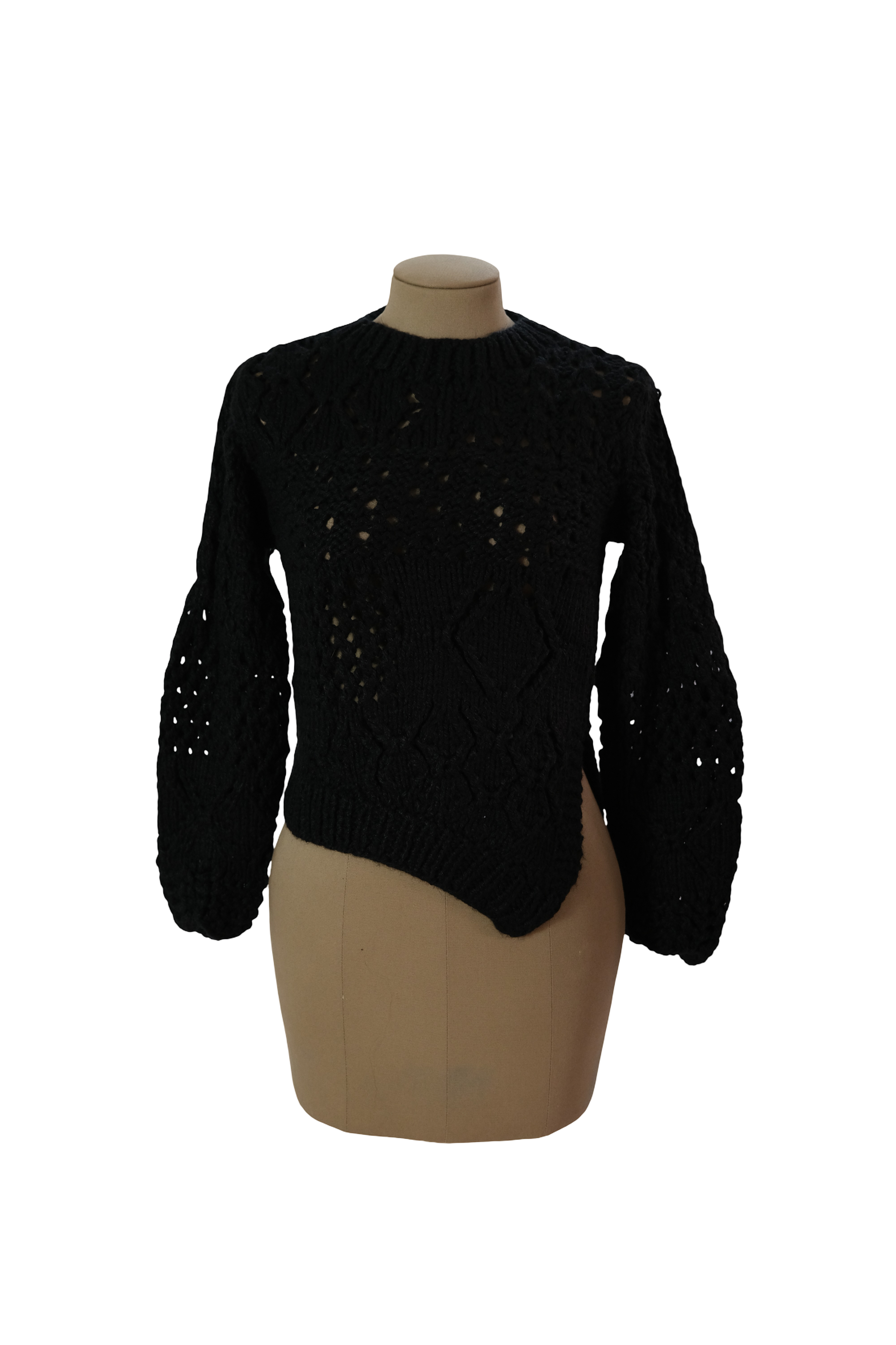 Saco Negro Tejido A Mano Lana