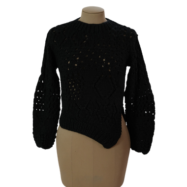 Saco Negro Tejido A Mano Lana