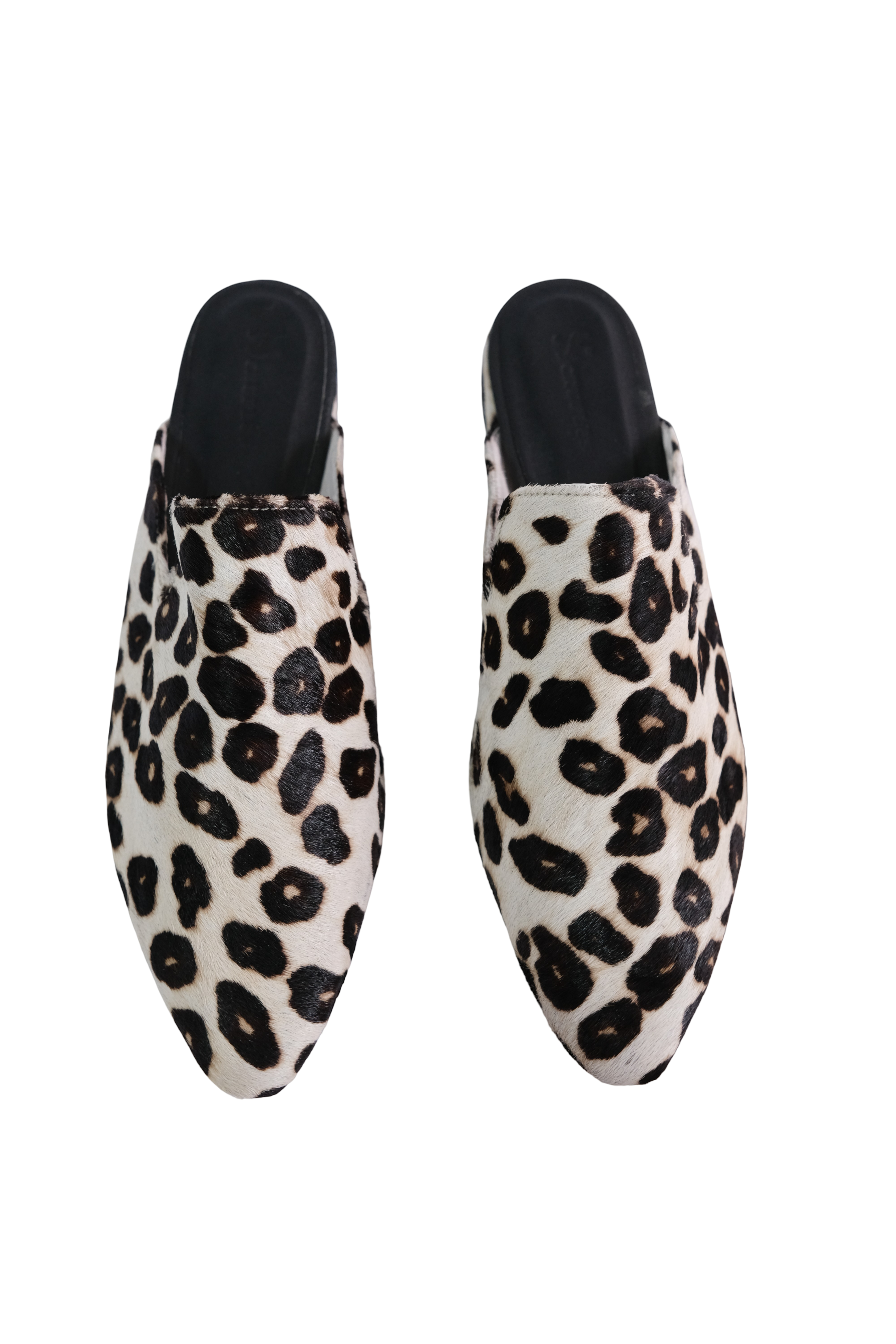 Suecos Cuero Animal Print Pequeño Beige Café