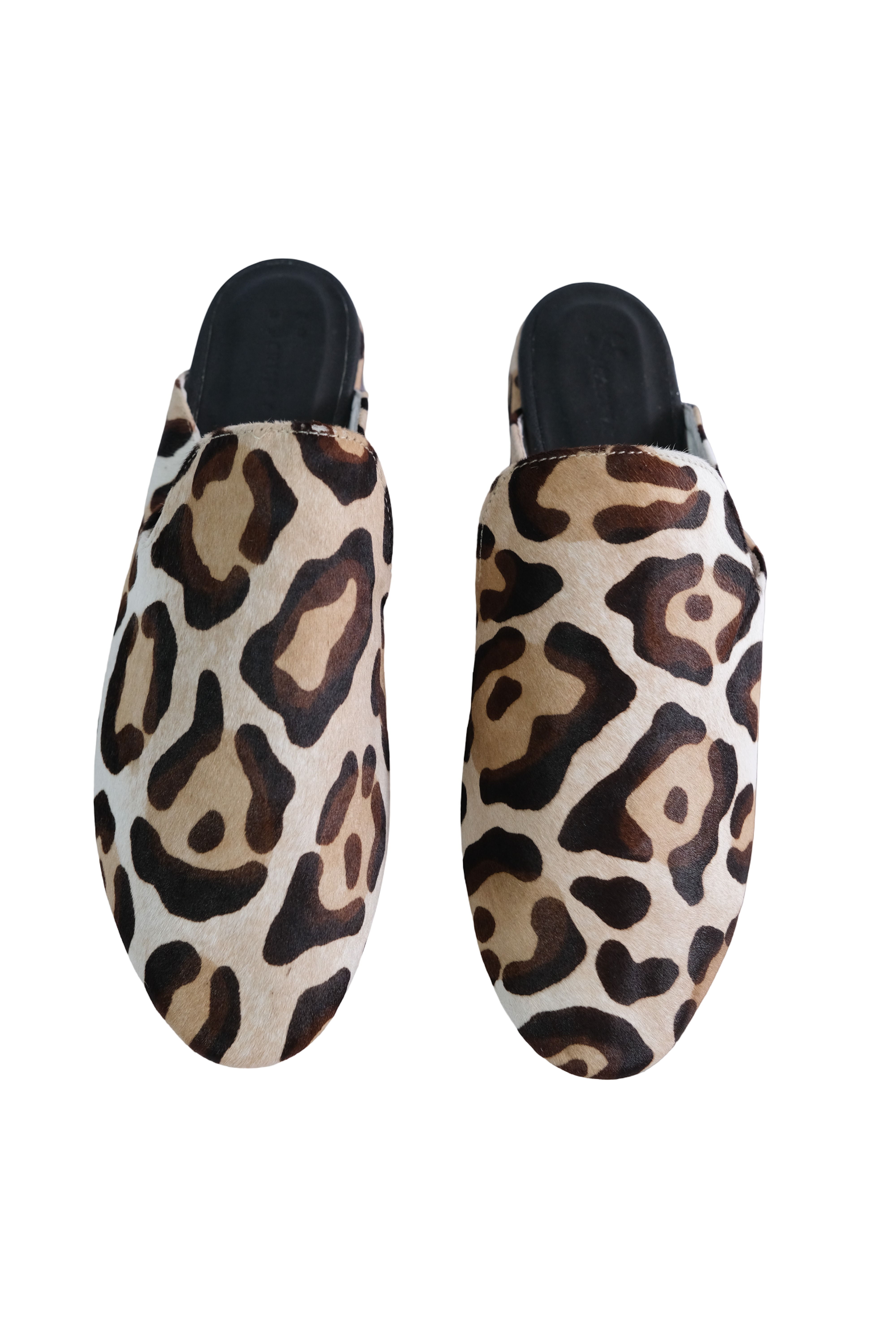 Suecos Cuero Animal Print Grande Café