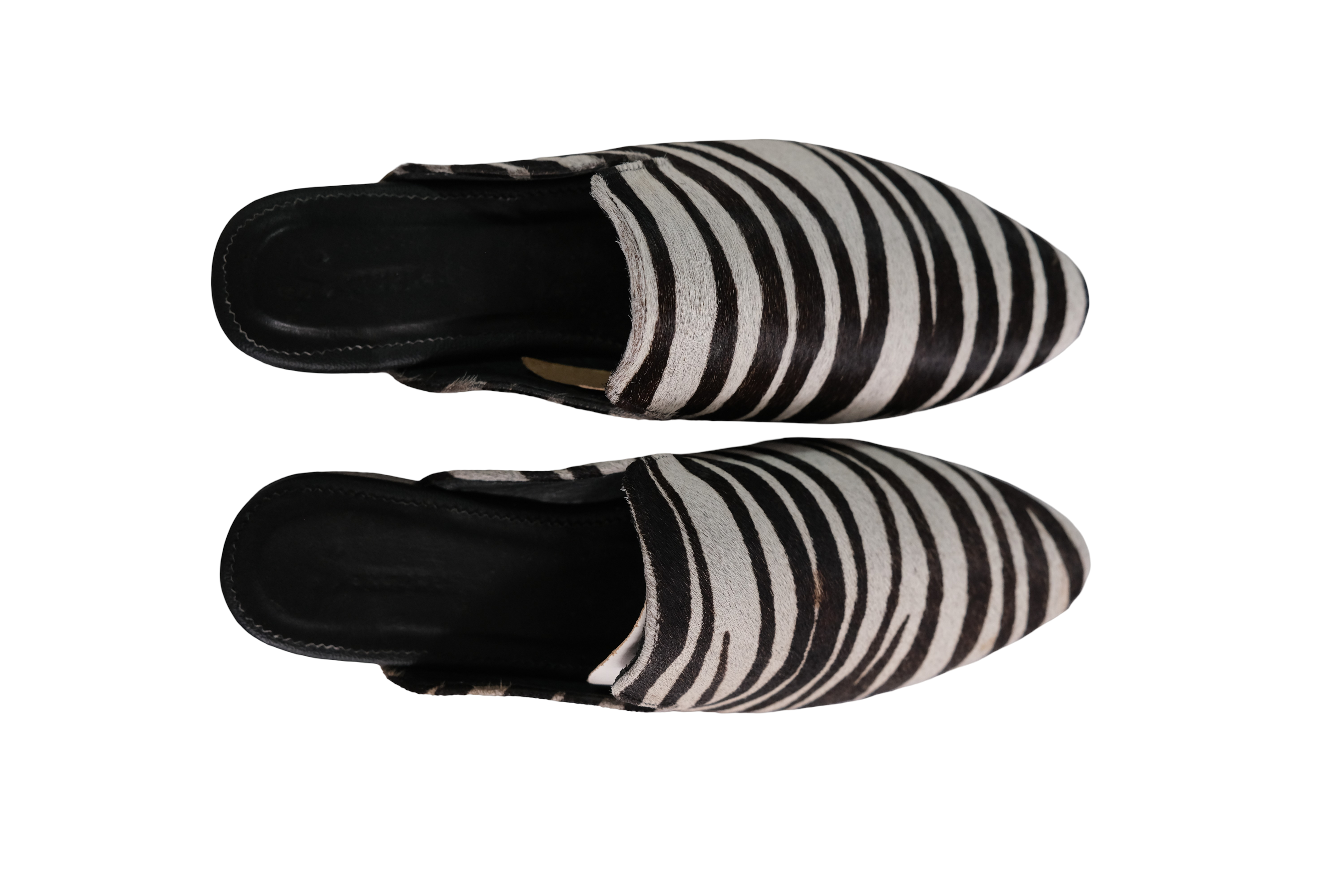 Suecos Cuero Cebra Blanco Negro