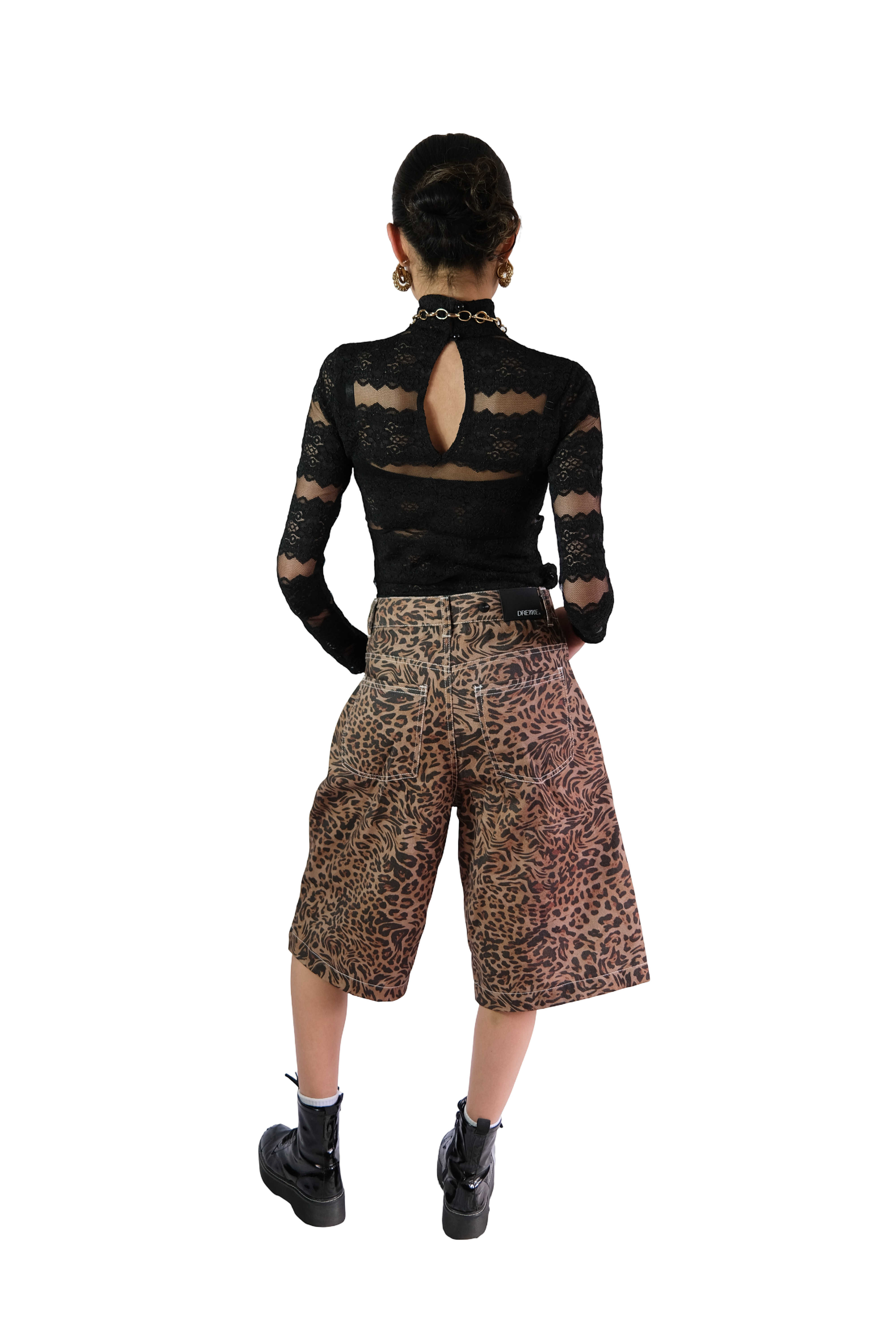 Bermuda Denim Animal Print Café