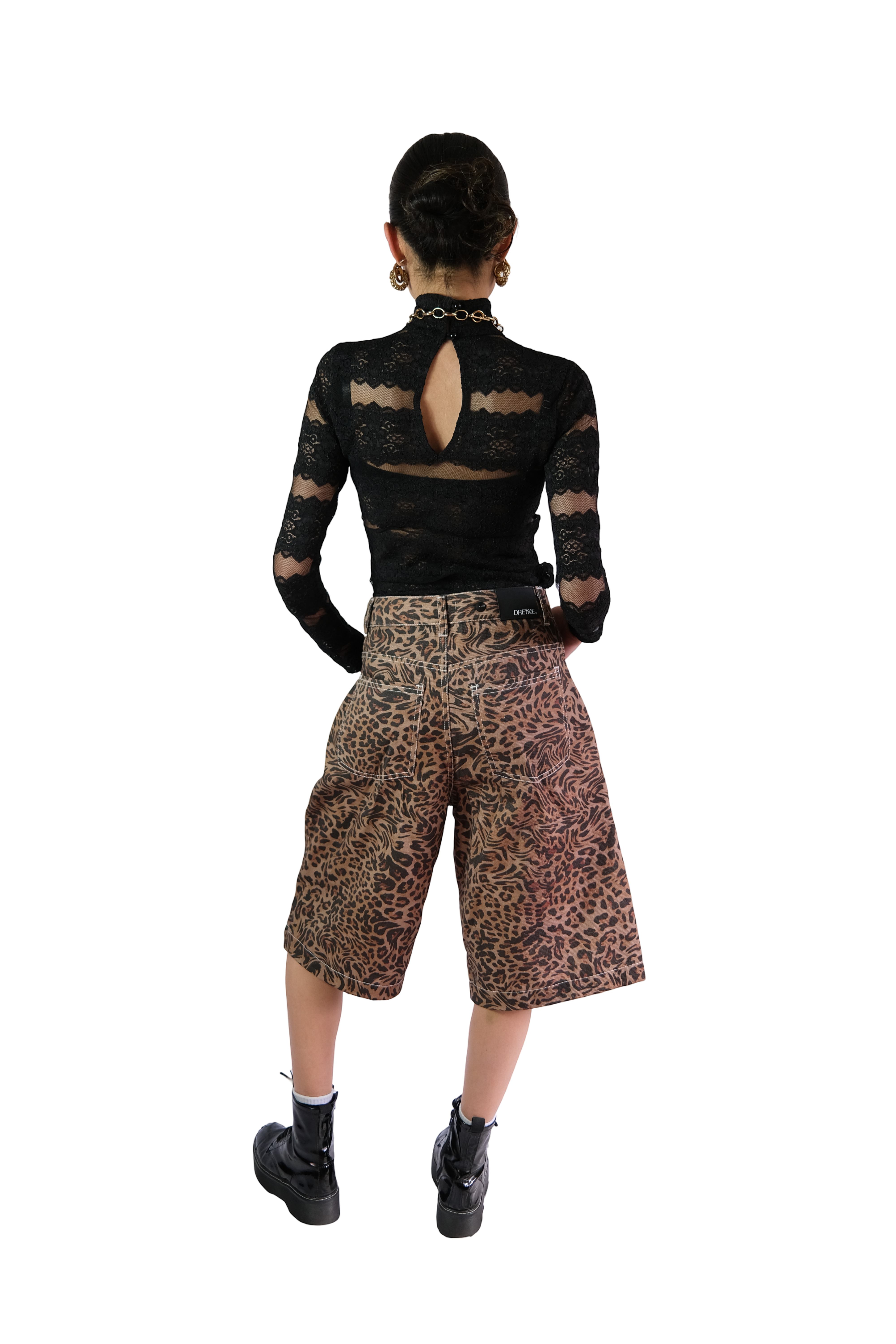 Bermuda Denim Animal Print Café