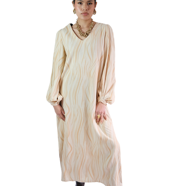 Vestido Lino Lineas Beige