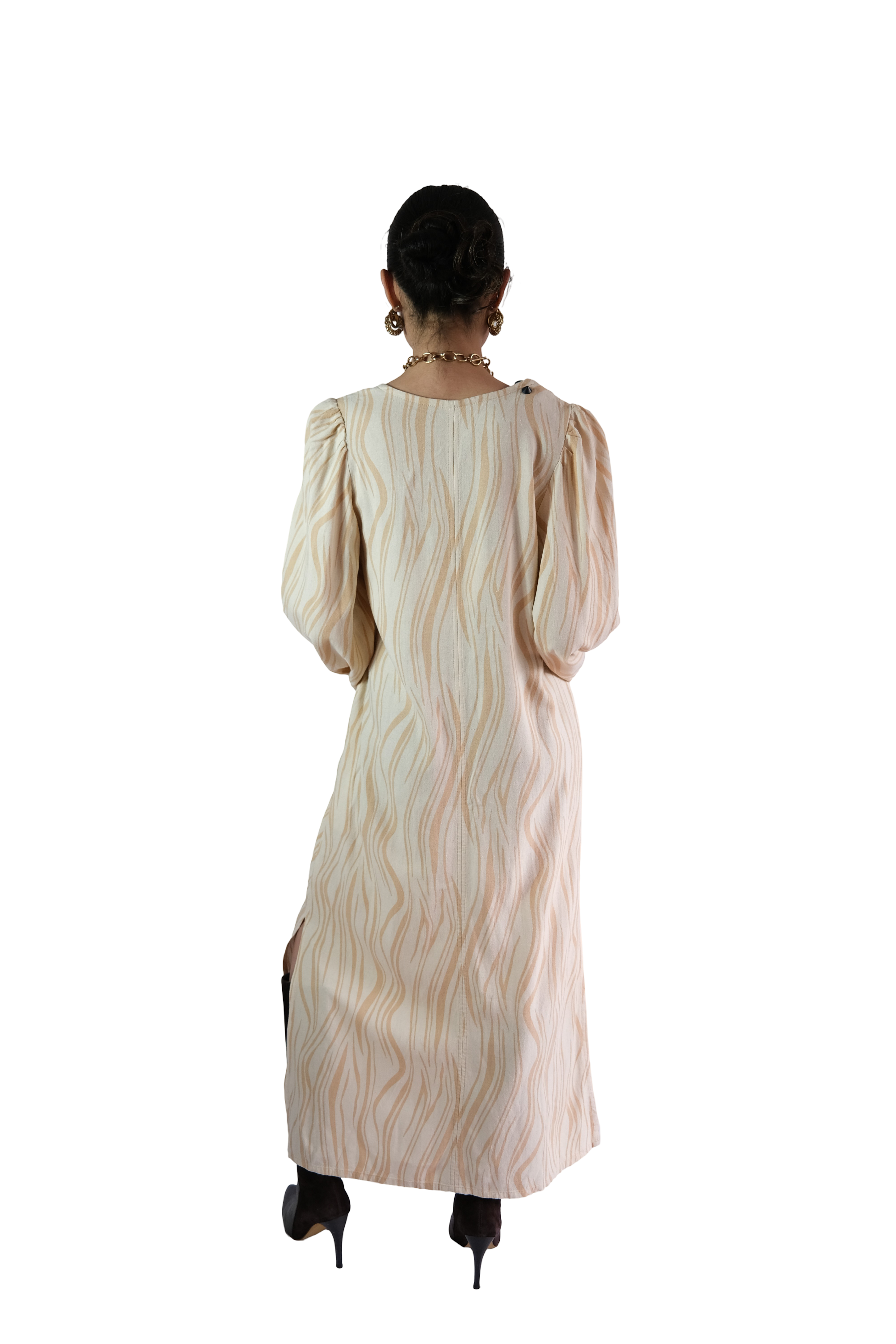 Vestido Lino Lineas Beige