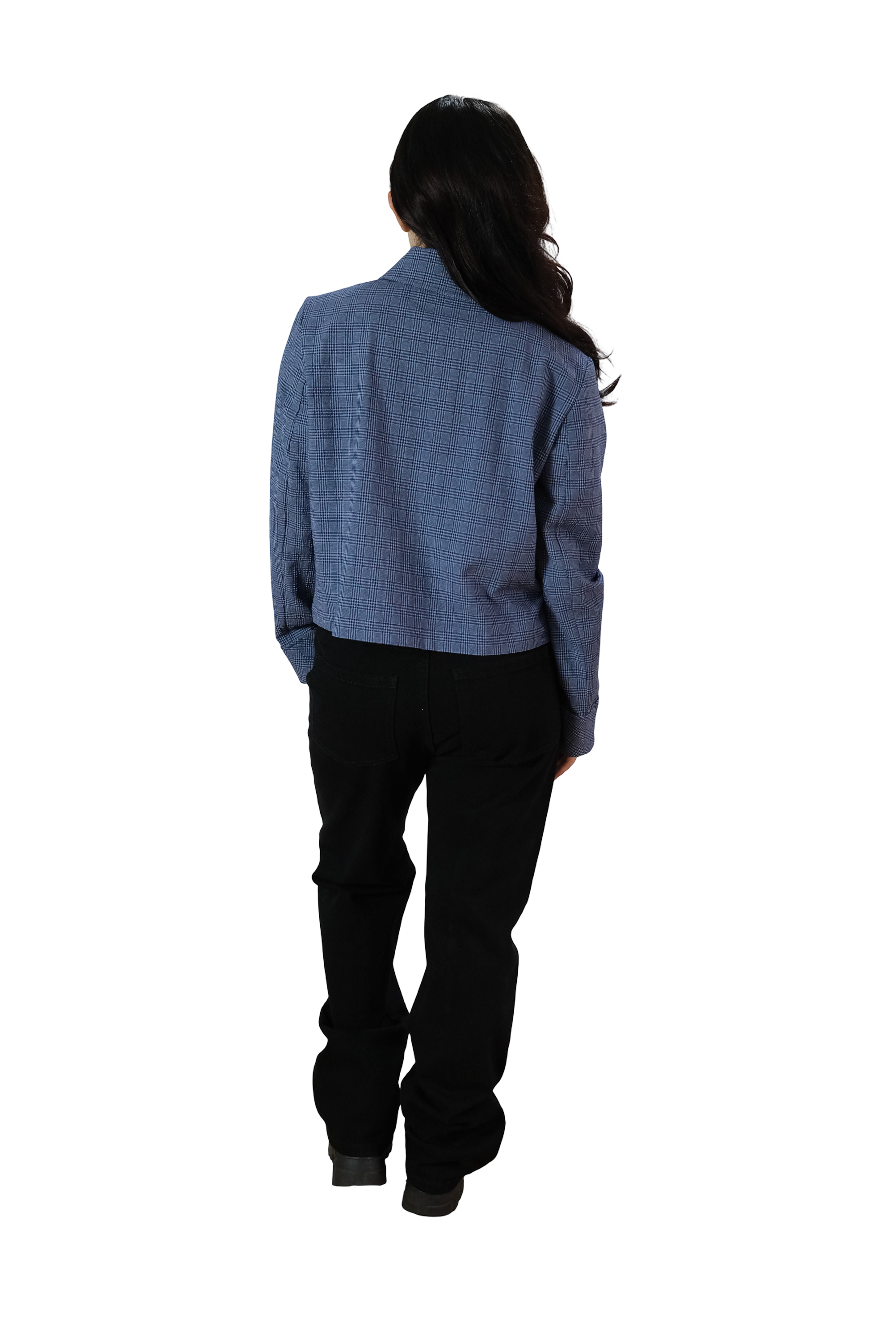 Chaqueta Cuadros Azúl Oversize