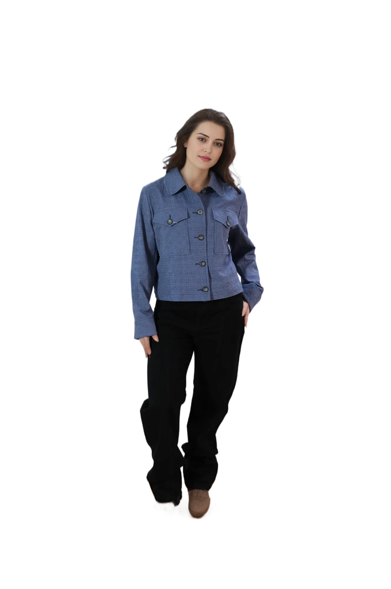 Chaqueta Cuadros Azúl Oversize