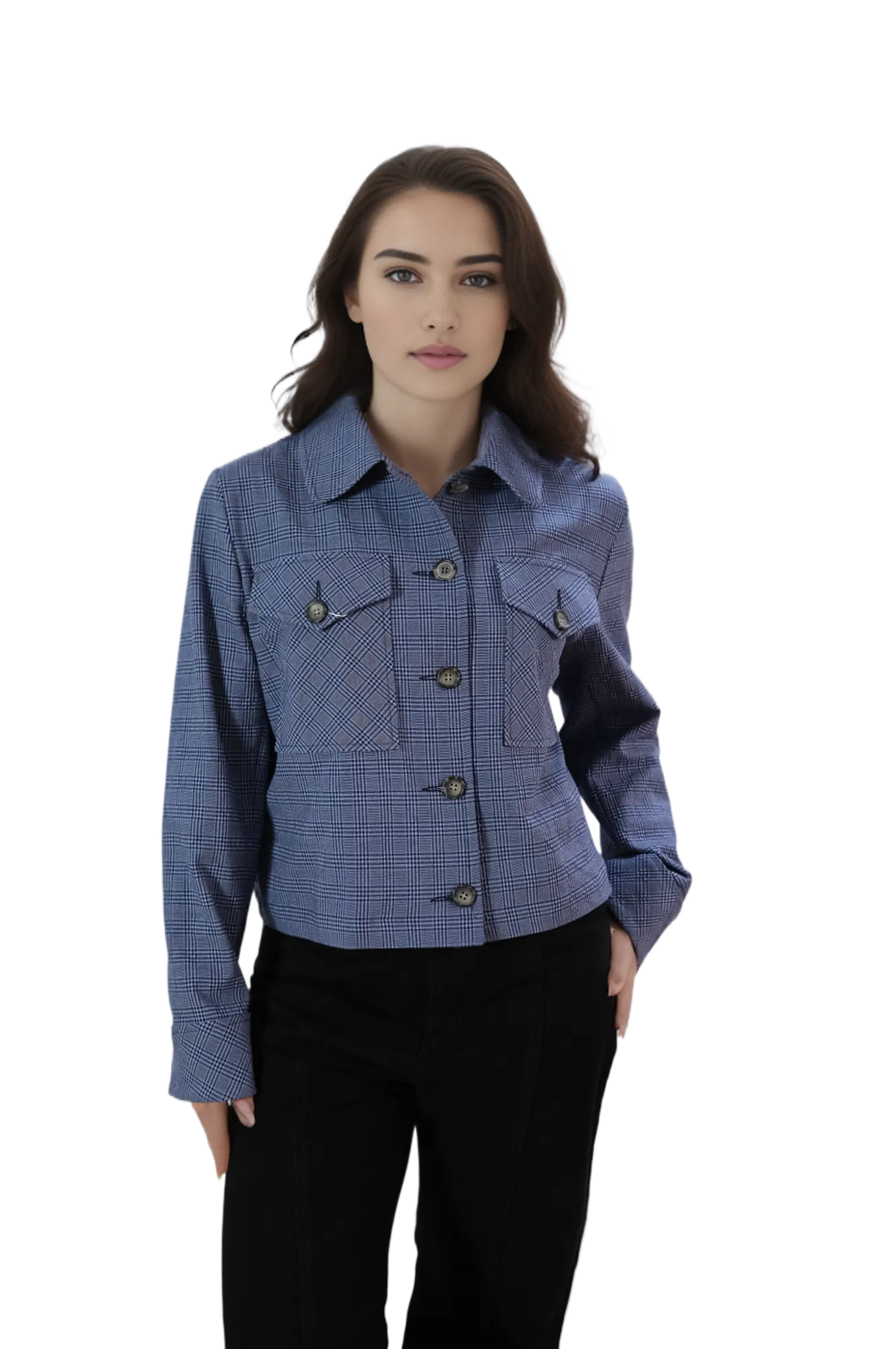 Chaqueta Cuadros Azúl Oversize