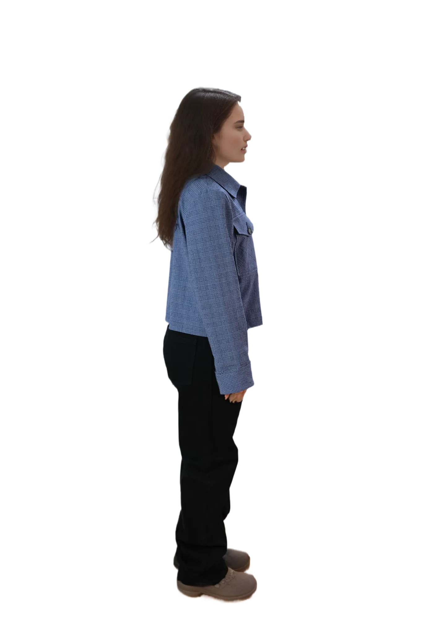 Chaqueta Cuadros Azúl Oversize