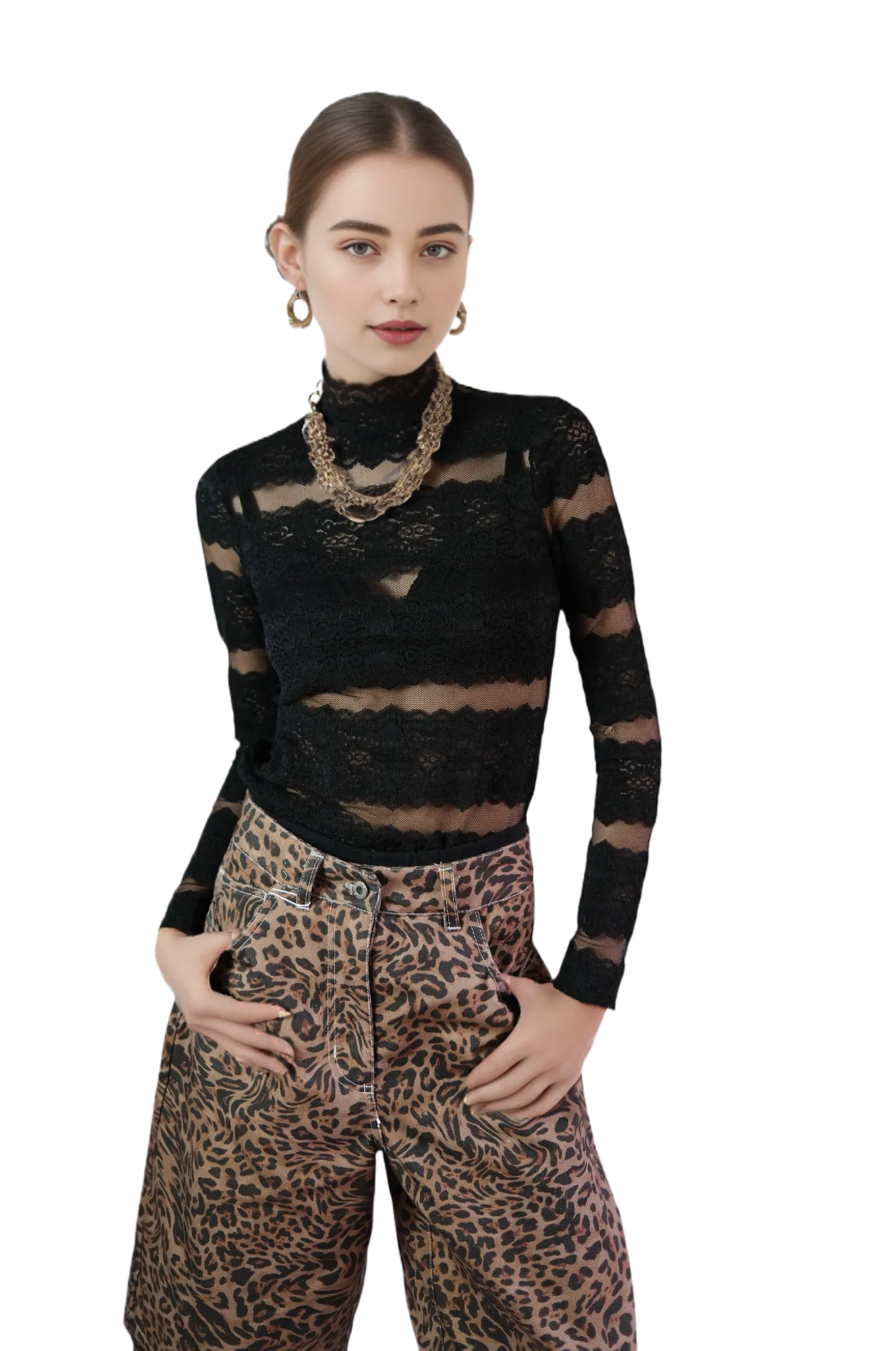 Bermuda Denim Animal Print Café