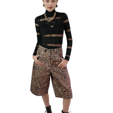 Bermuda Denim Animal Print Café