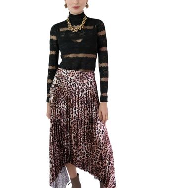 Falda Plisada Animal Print Café Oscuro