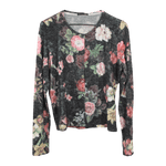 Blusa gris con flores de colores Talla 10