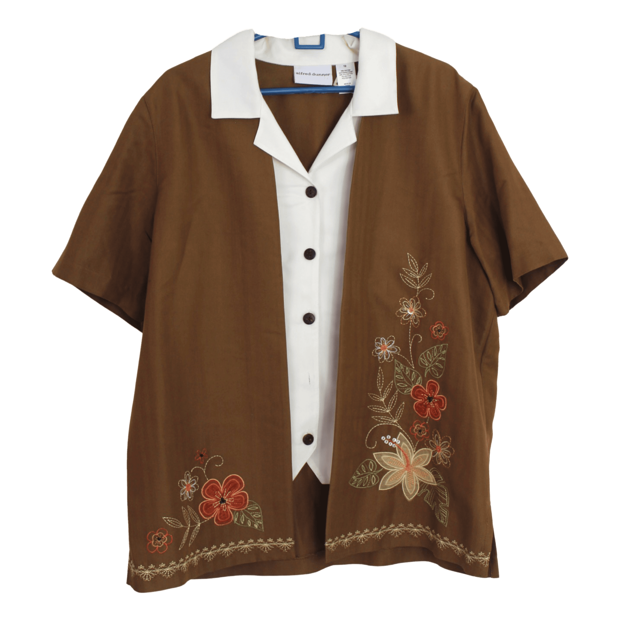 Camisa Cafe/Marfil Bordada Talla 12