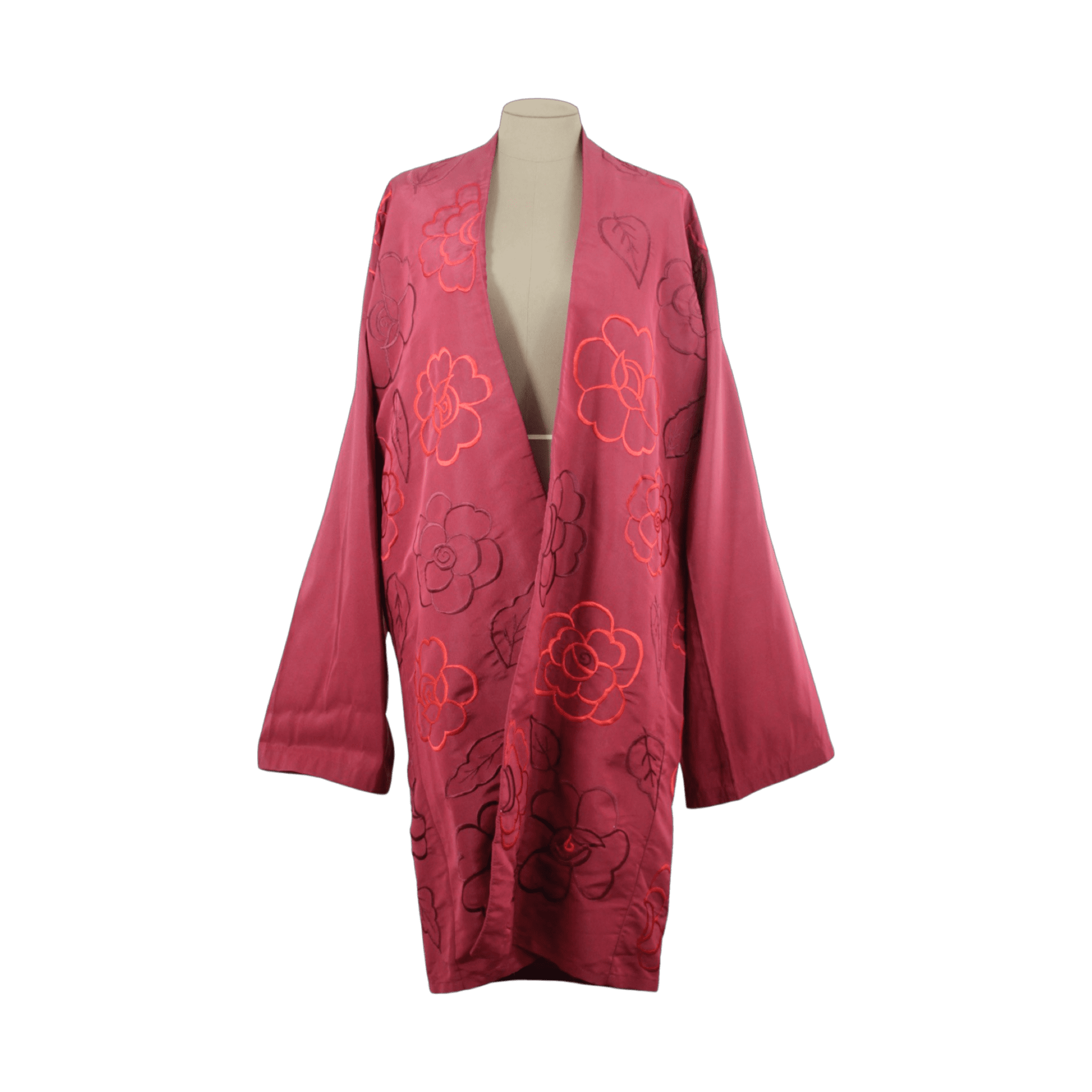 Kimono Vinotinto  Bordado En México Talla L